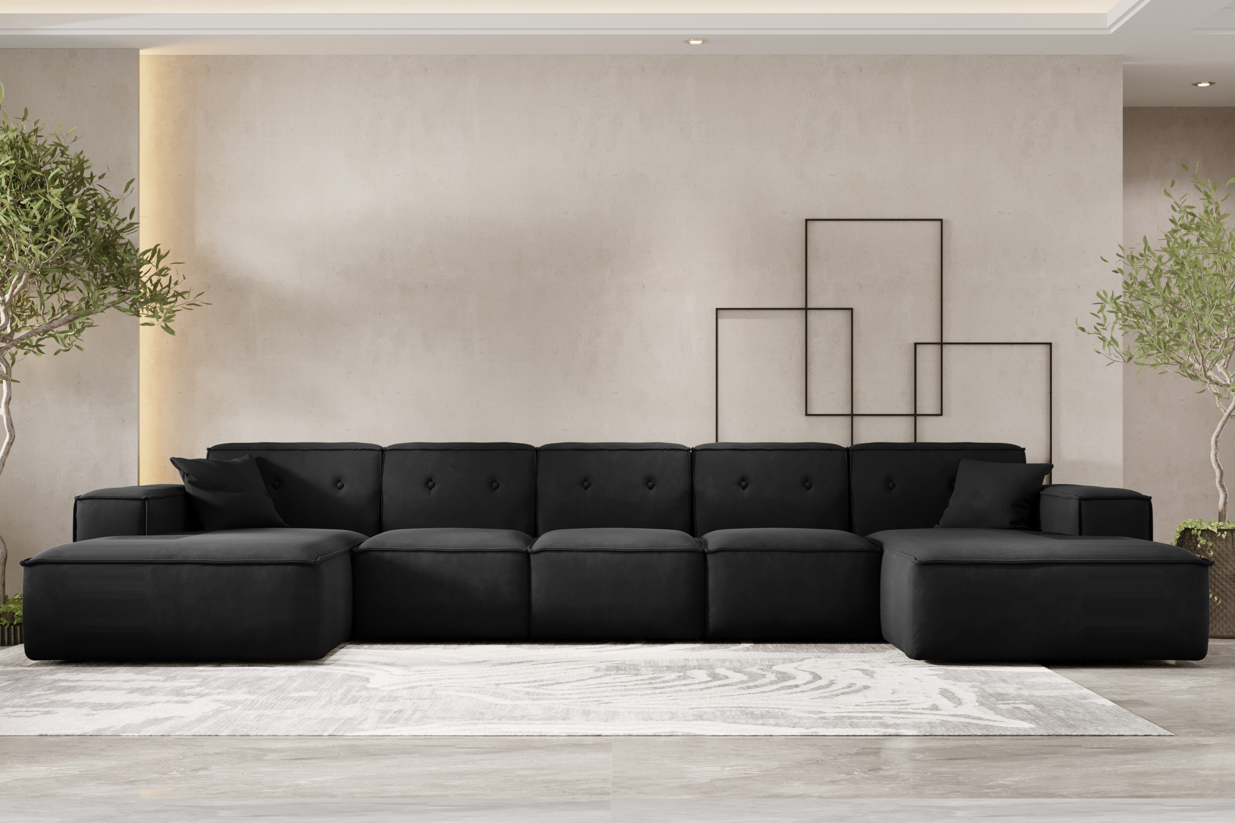 Ecksofa LUGA U XL schwarz